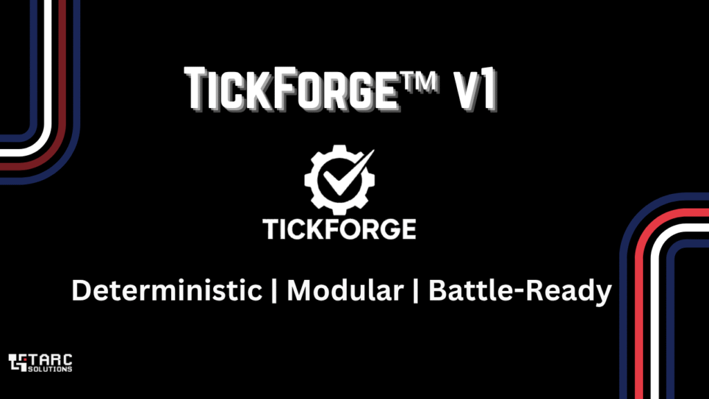 Screenshot of TickForge deterministic RPG combat system built in Unity by TARC Solutions, showing orbit-based battle arena and timing input window.